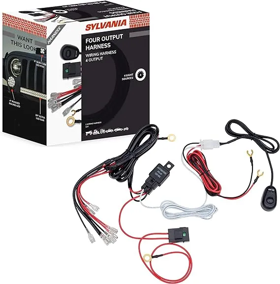 Sylvania Four Output LED Wiring Harness 12V/40A On-Off Switch &amp; Power Relay NEW