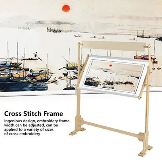 Cross Stitch Stand, Large Size Embroidery Tapestry Stand Adjustable Wood Fram...