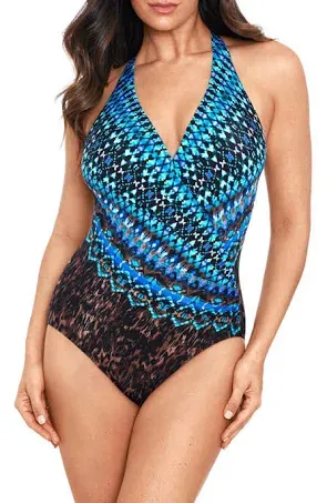 Miraclesuit Women's Untamed Wrapsody One Piece Swimsuit - Brown Multi - Size 8