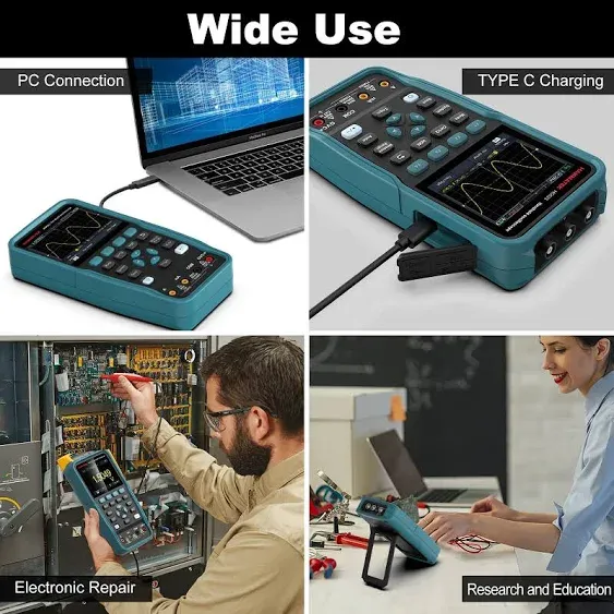 HANMATEK 3 in 1 Handheld Oscilloscope Multimeter with 2 Channels Ho52s