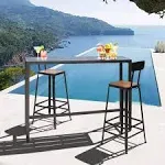 VEIKOUS Outdoor Metal Frame Rectangular Bar Table Pub Height Dining Ta