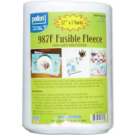  987F Fusible Fleece 22&#034; (Bolt, 7 Yards), Fabric By The Bolt