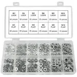 Split Lock and Flat Washer Assortment Set 304 Stainless Steel 400 Piece Silver