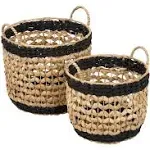 Honey-Can-Do Set of 2 Black/Natural Wicker Round Nesting Baskets