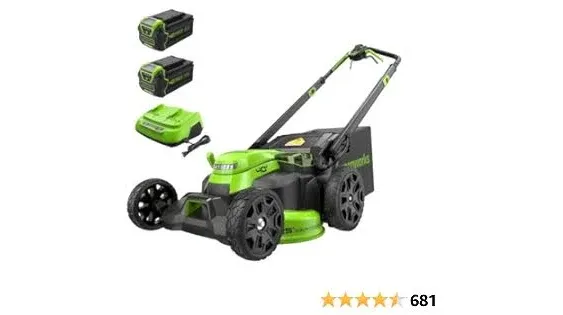 Greenworks 40V 25" Brushless Cordless (Self-Propelled) Lawn Mower (75+ Compatible Tools), (2) 4.0Ah Batteries and Dual Port Rapid Charger Included