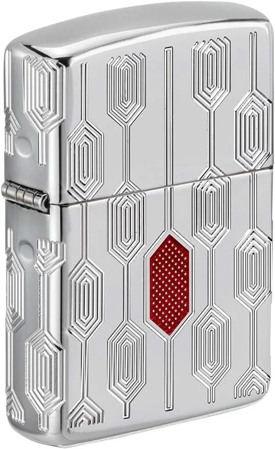 Zippo Lighter: Armor Deep Carve Multicut Pattern - High Polish Chrome 49881