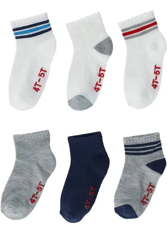 Hanes Boys' Toddler Crew Non-Skid Socks, Assorted, 4T-5T