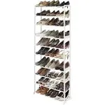 Whitmor 10-Tier 30 Pair Floor Shoe Rack - White - Plastic