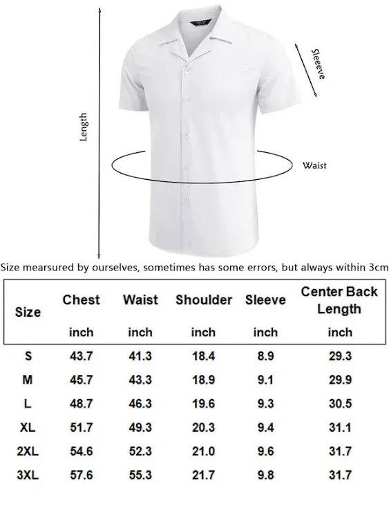 COOFANDY Mens Casual Linen Shirt Short Sleeve Button Down Shirt Summer Beach Shirt