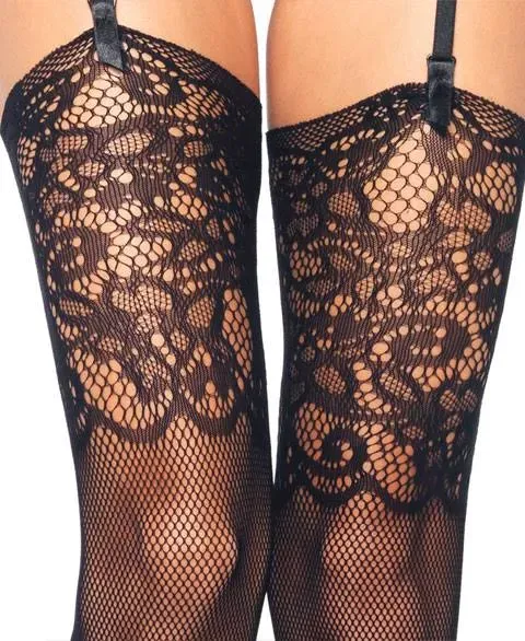 Fishnet Stockings with Lace Top - Leg Avenue