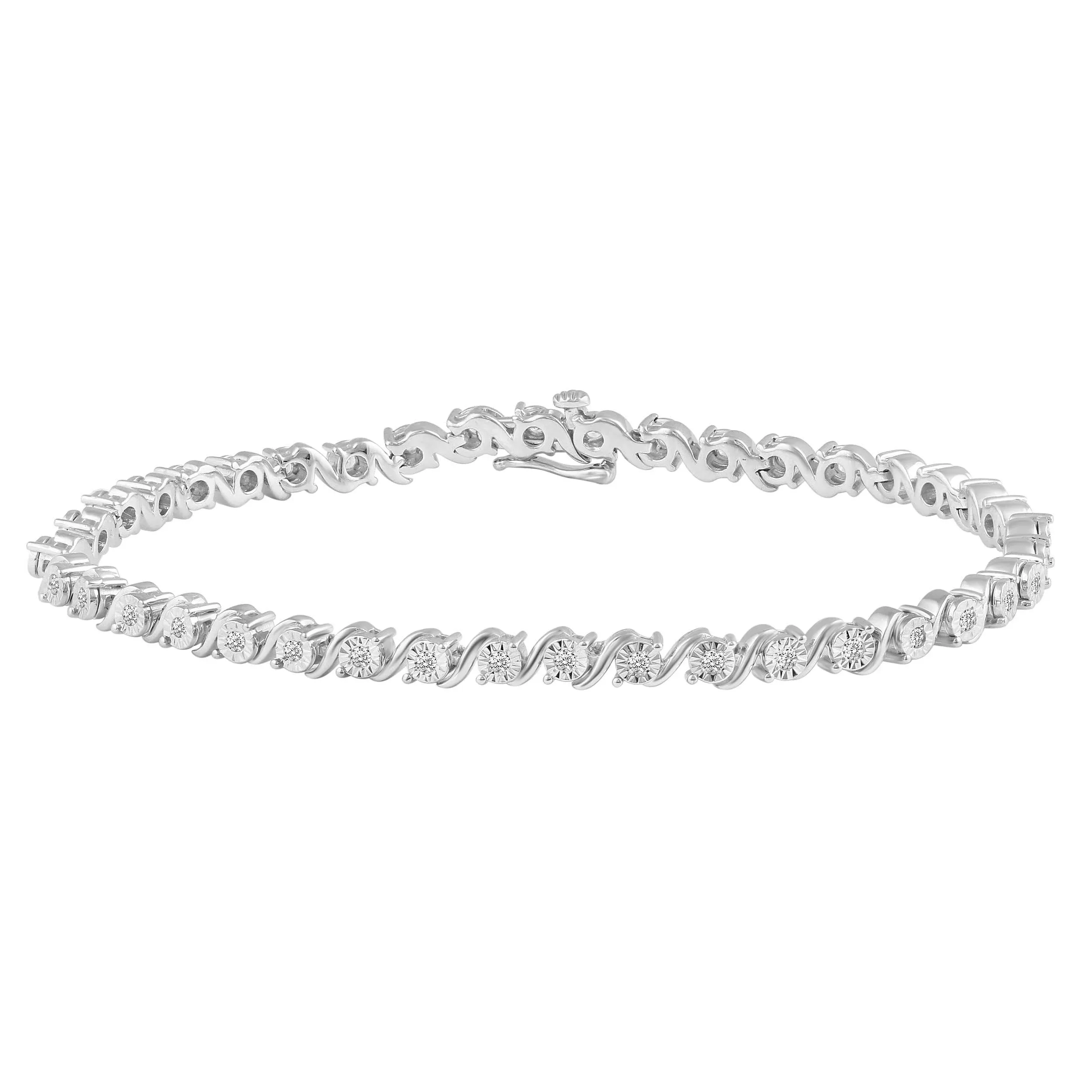 1/3ct tw Diamond Infinity Wave Tennis Bracelet in Sterling Silver (Sil