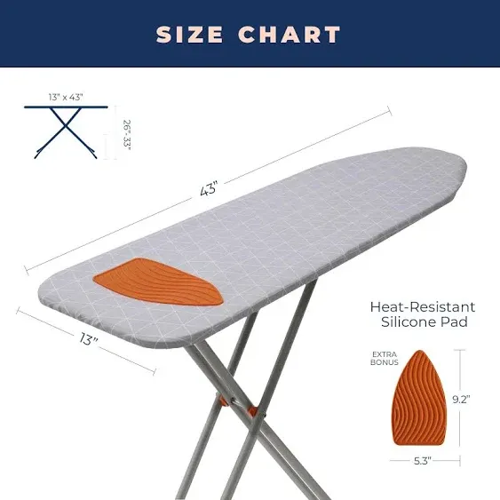 Happhom Compact Space Saver Ironing Board with Extra Thick Heavy Duty Padded