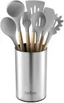 Laxinis World Stainless Steel Kitchen Utensil Holder, Kitchen Caddy, Utensil Organizer, Round Shape Utensils Crock, 7" by 4.3" (utensils not included)