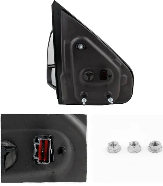 AKKON - For 07-14 Ford F150 Pair of Power + Heated + Turn Signal + Puddle Lamp + Manual Extendable Black Towing Side Mirrors