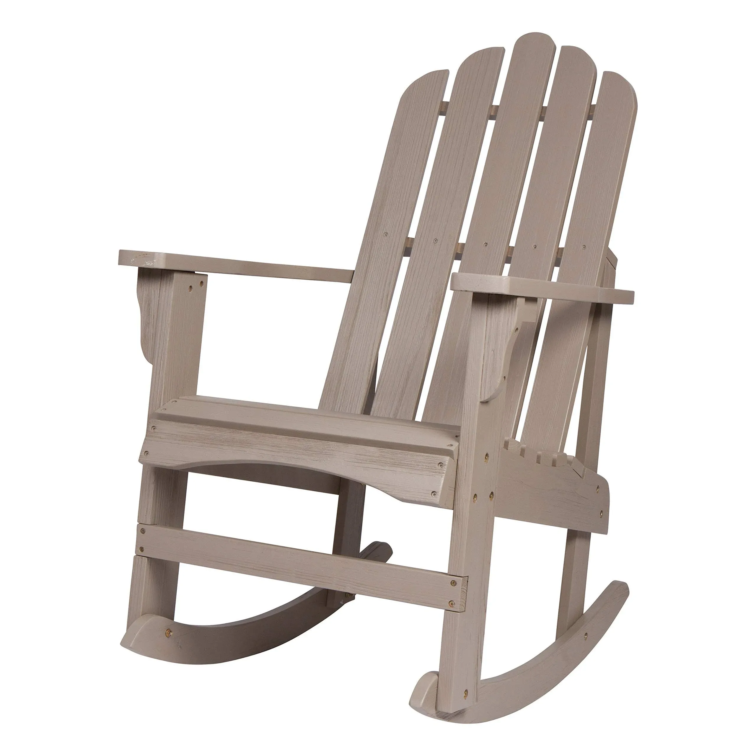 Shine Company Marina II Wood Patio Porch Rocker, Graystone, Beige