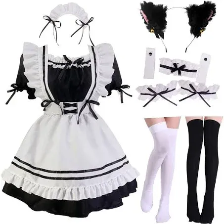 Japanese Anime Cosplay Maid Outfit Dress Japanese Maid Outfit Set Cute Halloween Makeup Cosplay Costume