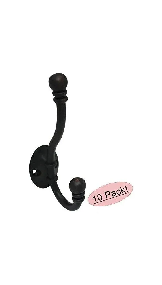 Cosmas 36267ORB Oil Rubbed Bronze Heavy Duty Coat & Hat Hook - 10 Pack