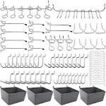 FRIMOONY Pegboard Hooks Assortment with Pegboard Bins, Peg Locks, for Organizing Various Tools, 80 Piece