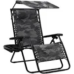 Best Choice Products Folding Zero Gravity Recliner Patio Lounge Chair w/ Canopy Shade, Headrest, Tray - Camouflage