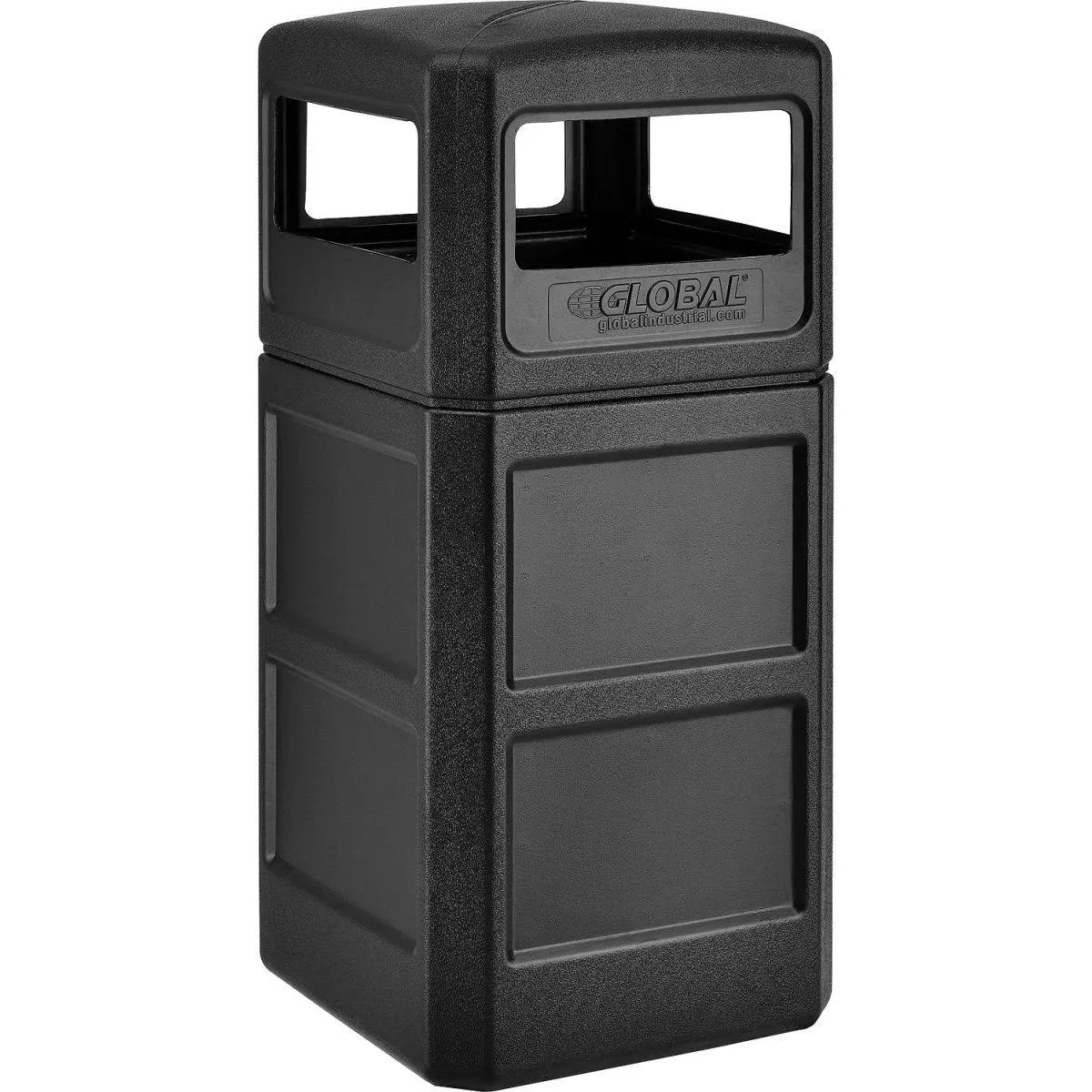 Square Standard Trash Can, Black, Plastic