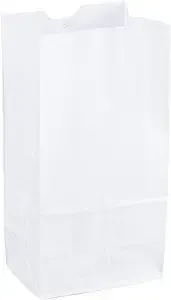 Perfect Stix - Kraft White Bag 6-100 6lb Kraft White Paper Bags- Pack of 100ct, White Bags