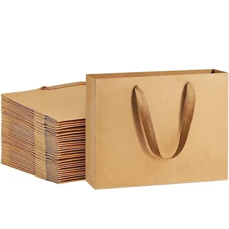 BagDream 8.6x4x7 25Pack Brown Kraft Paper Bags with Handles, Heavy Duty PaperParty Favor gift bags Retail Merchandise Bags Soft Cloth Handle Sturdy Paper Bags