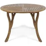 Noble House Hermosa Teak Brown Round Wood Outdoor Dining Table