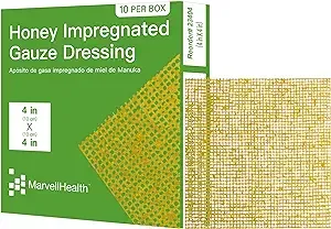 MarvellHealth Honey Impregnated Gauze 4x4, Guaze Dressing 