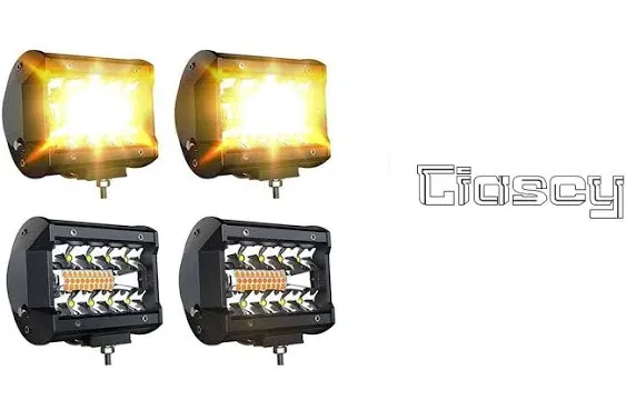 Led Light Bar 4pcs 4&#039;&#039; Inch White/amber Yellow Led Pods Equivalent To 240watt St