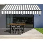 ALEKO Black Frame Retractable Home Patio Canopy Awning 10 x 8 ft Grey/White