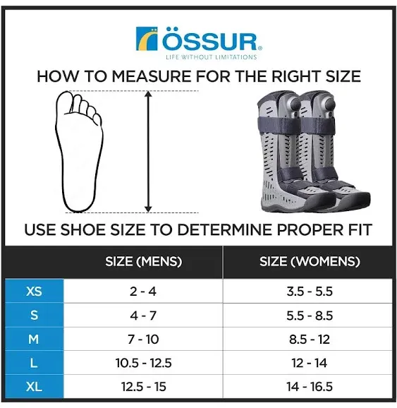 Ossur Rebound Air Walker Boot with Compression Adjustable Comfortable Straps and Air Pump Rocker Bottom Ventilated Panels for Ankle Sprains Fractures Tendon Ligament Post-Op Rehab (Low-Top, Medium)