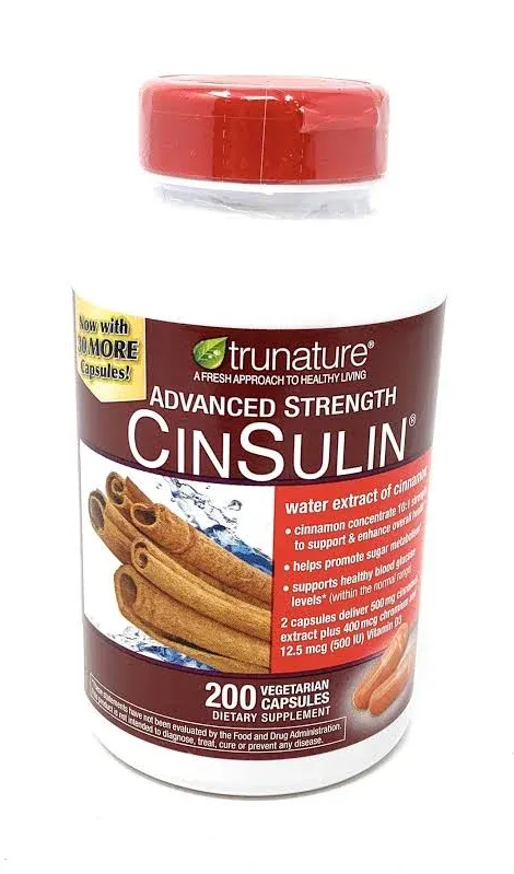 2-Pack Trunature Advanced Strength Cinsulin 200 Capsules Each