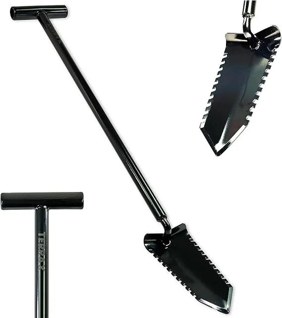 TerraX Master Digger - 34&#034; Double Serrated Root/Sod Shovel with T-Handle