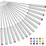 Cauyuan 15pcs 9.6 inch Fondue Sticks, Smores Sticks, Stainless Steel Fondue Forks with Heat Resistant Handle for Roast Meat Chocolate