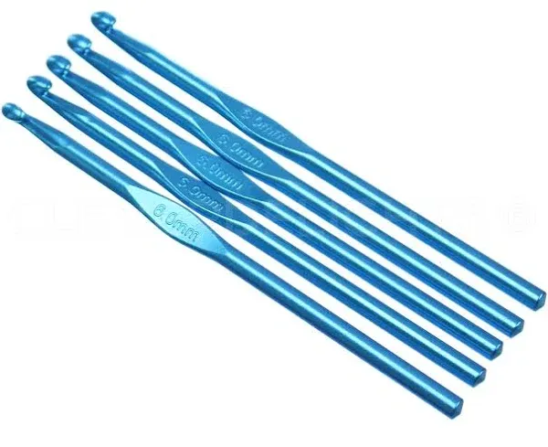 10 Pack - CleverDelights Size J (Size 10) Aluminum Crochet Hooks - 6" Length - 6mm Diameter - Knitting