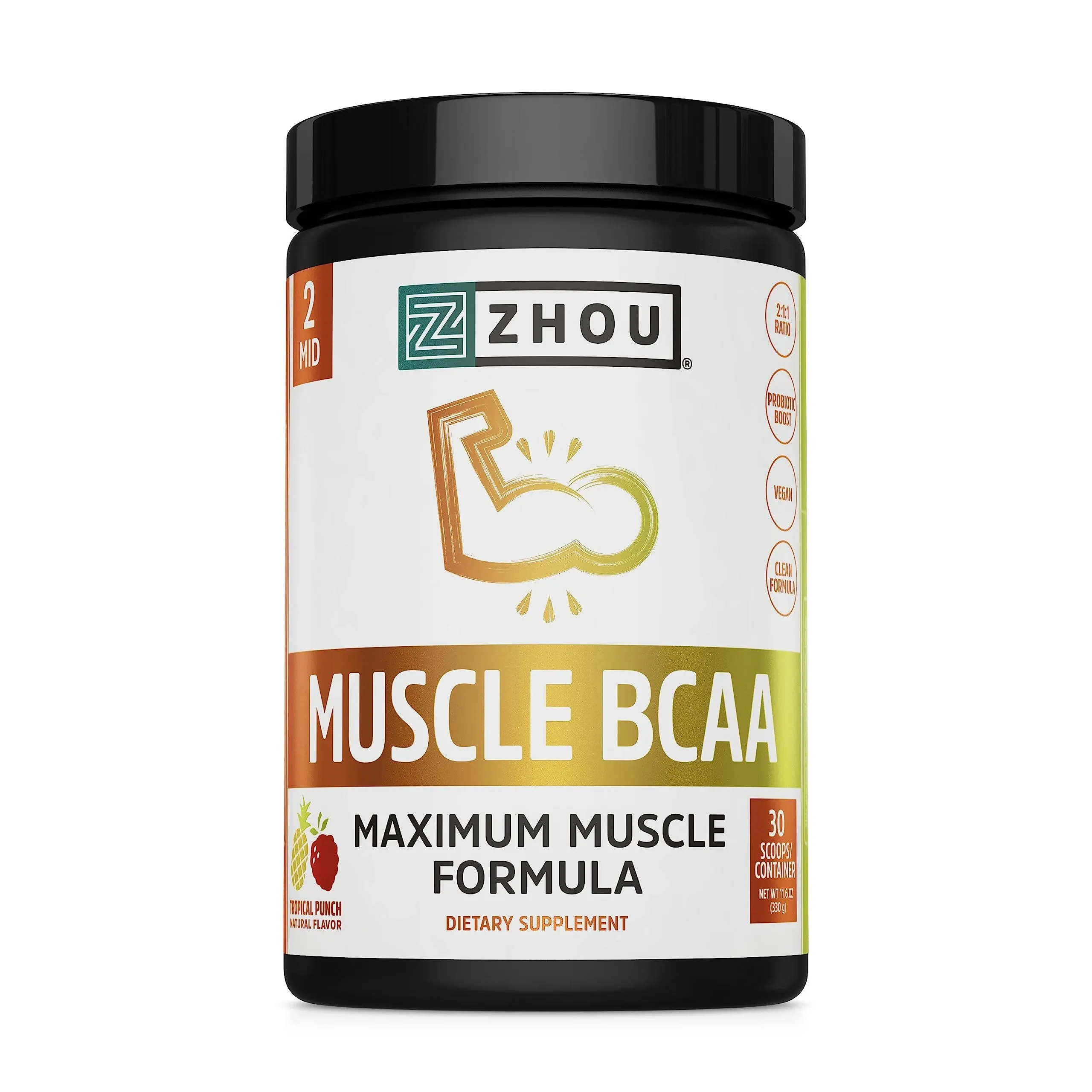 Zhou Nutrition Muscle BCAA Powder 11.6 oz 30 Servings