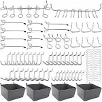 FRIMOONY Pegboard Hooks Assortment with Pegboard Bins, Peg Locks, for Organizing Various Tools, 80 Piece