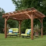 Backyard Discovery 14x10 ft All Cedar Wood Pergola, Durable, Quality Supported Structure, Snow and Wind Supported, Rot Resistant, Backyard, Deck, Garden, Patio, Outdoor Entertaining