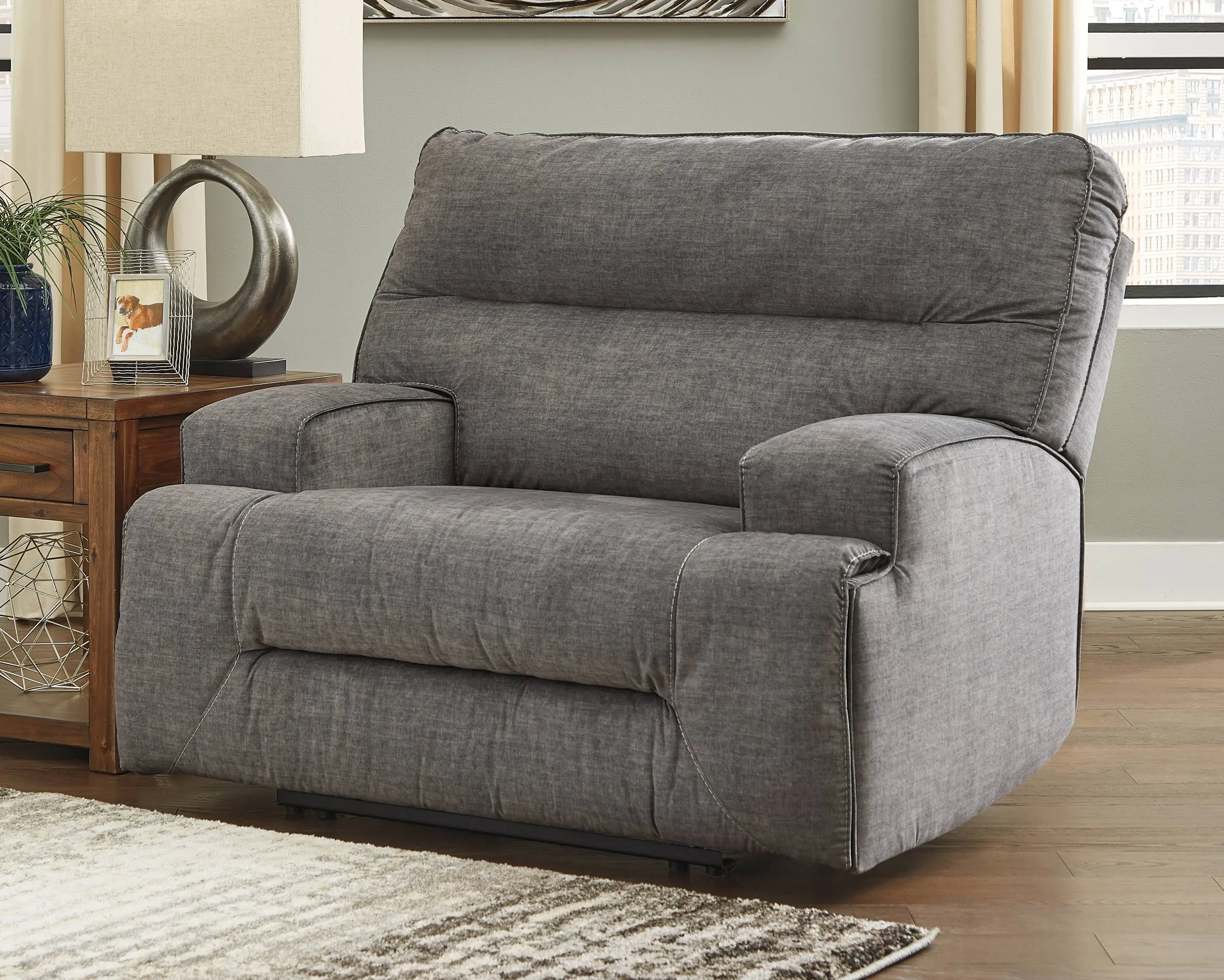 Ashley Coombs Wide Seat Recliner - Charcoal