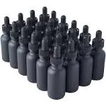 24 Pack Black Coated Boston Round Essential Oils Aromatherapy Glass Bottles Jar With Black dropper cap, 1oz