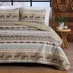 Great Bay Home 3-Piece Reversible Rustic Lodge Bedspread Quilt with 2 Shams. All-Season Quilt Set. (Full/Queen, Yosemite)