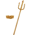 Adult Underwater Sea King Gold Crown and Trident Staff Costume Accessory Set