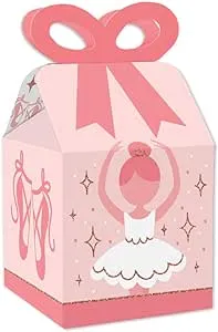 Big Dot of Happiness - Tutu Cute Ballerina - Square Favor Gift Boxes - Ballet Birthday Party or Baby Shower Bow Boxes - Set of 12