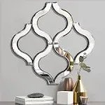 Arc-Shaped Decorative Wall Mirror Silver Color Exquisite Bevelled Gorgeous Glam 