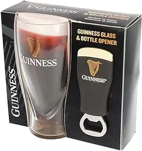 Shamrock Gift Company Official Guinness Embossed 450ml Glass and Bottle Opener