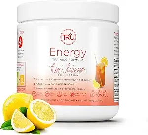 TRU Supplements Energy, Pre Workout Training Formula, Vegan Friendly, No Jitters, Improve Workout Performance, Naturally Extracted Flavors, 20 Servings (Iced Tea Lemonade)