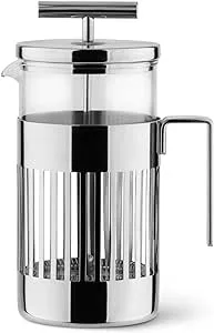 Alessi 9094/8 - Design Press Filter Coffee Maker, 18/10 Stainless Steel, Mirror Polished and Glass, 8 Cups,Silver