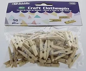 Bazic Mini Natural Clothespins - 50/Pack