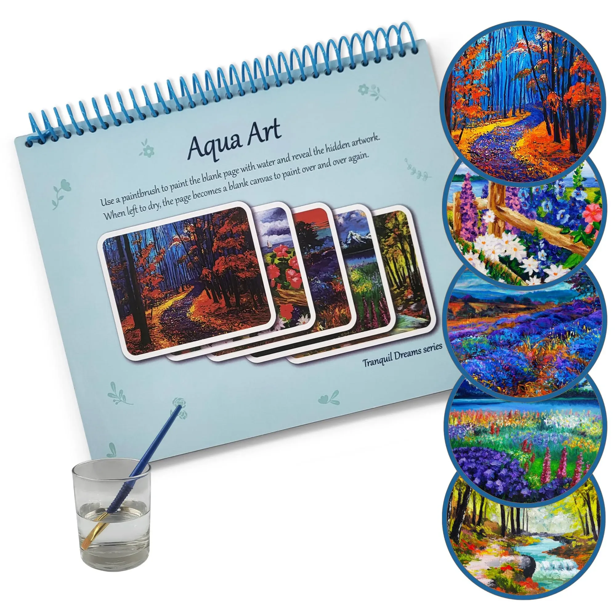 Aqua Art for The Elderly, Seniors, Kids, Children, Reusable, No Mess, Spiral Organized, just add Water, Tranquil Dreams Edition.