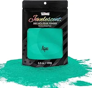 U.S. Art Supply Jewelescent Aqua Mica Pearl Powder Pigment, 3.5 oz (100g) Sealed Pouch - Cosmetic Grade, Metallic Color Dye - Paint, Epoxy, Resin,